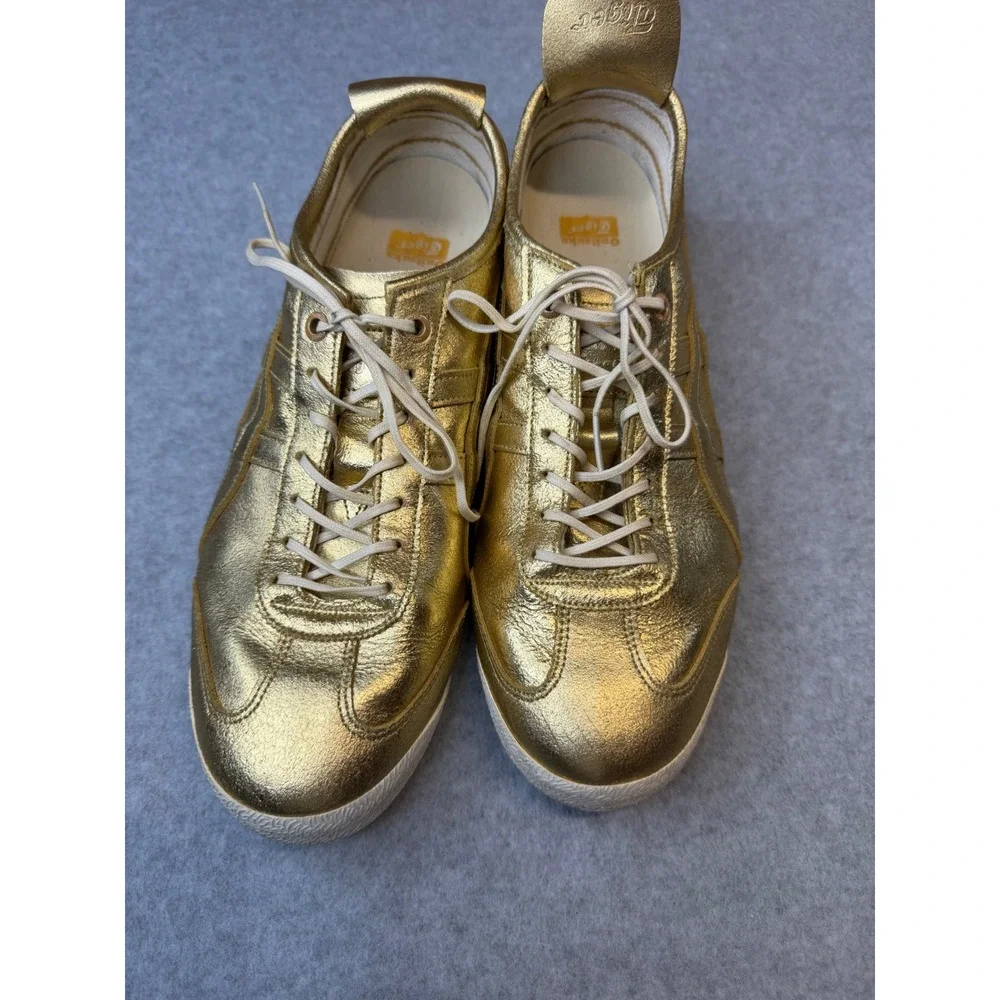 Onitsuka Tiger Mexico 66 Metallic Gold Low Top Sneakers Mens